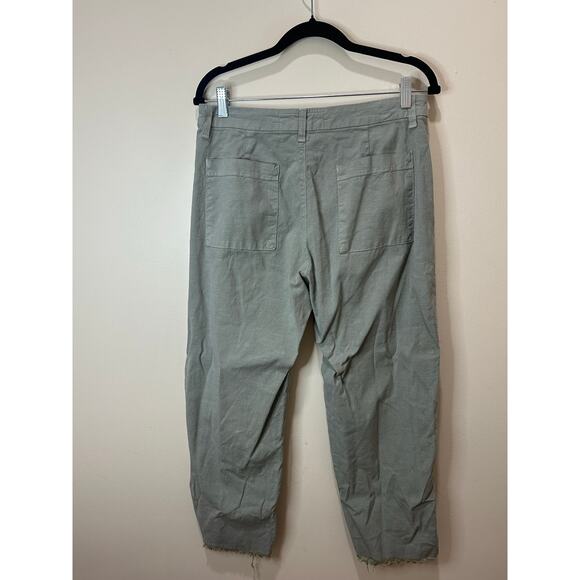 Frank & Eileen Kinsale High Rise Pants Green Sz 10 Raw Hem - See Flaw - Picture 6 of 10
